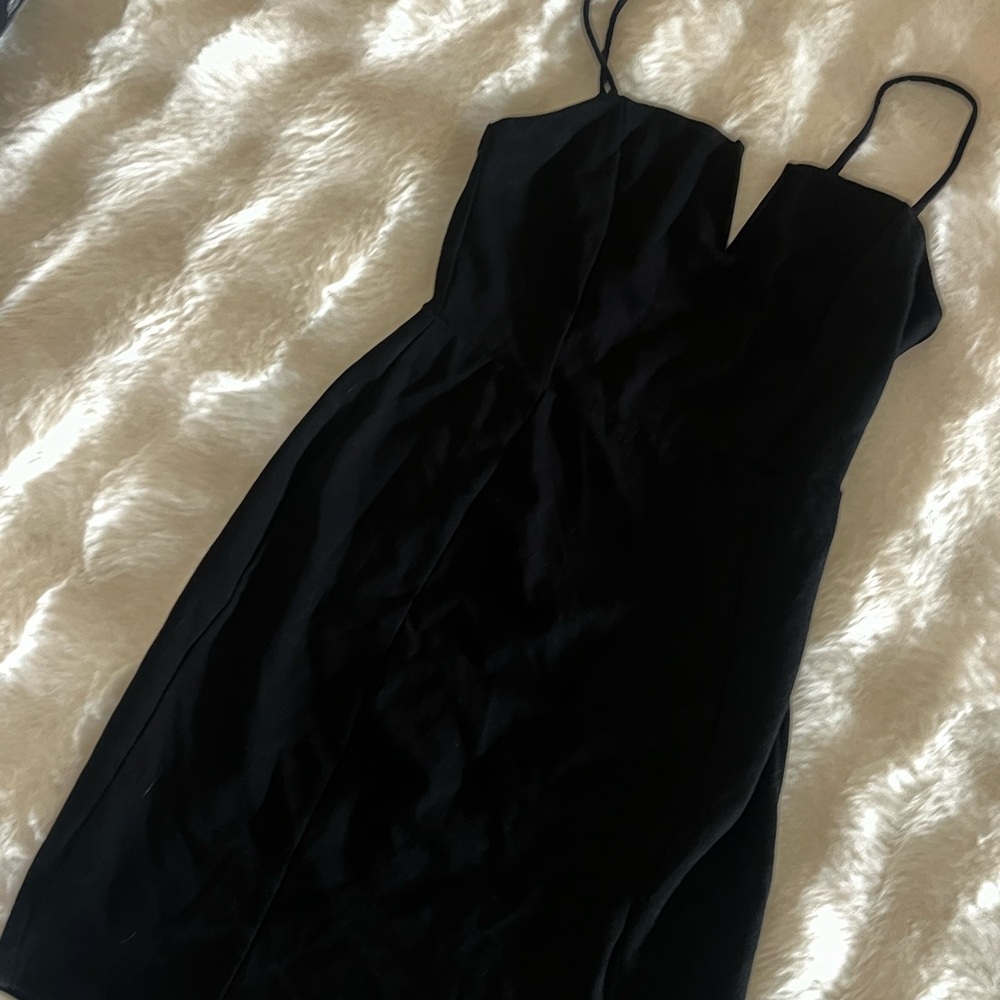 Iris Black Sheath Dress with Plunge Neckline